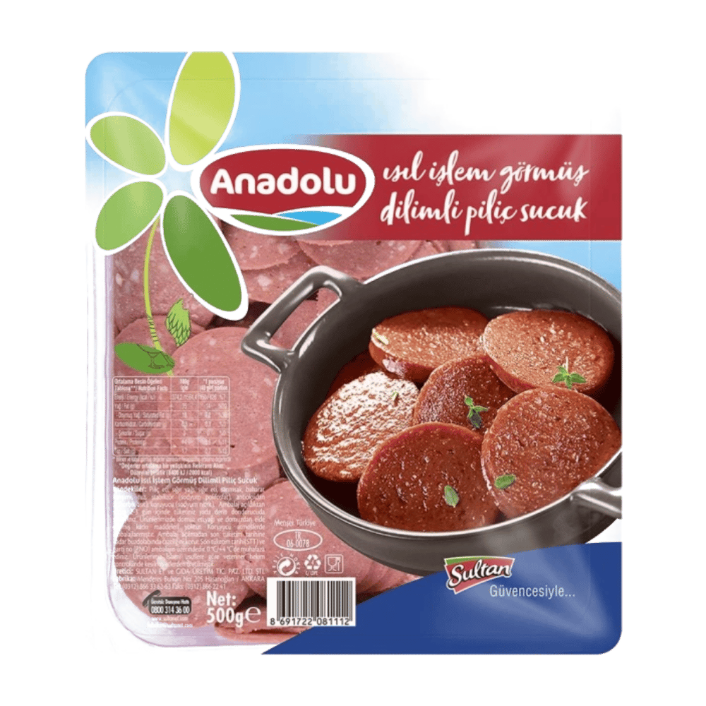 Sultan Anadolu Isıl İşlem Görmüş Dilimli Piliç Sucuk 500gr