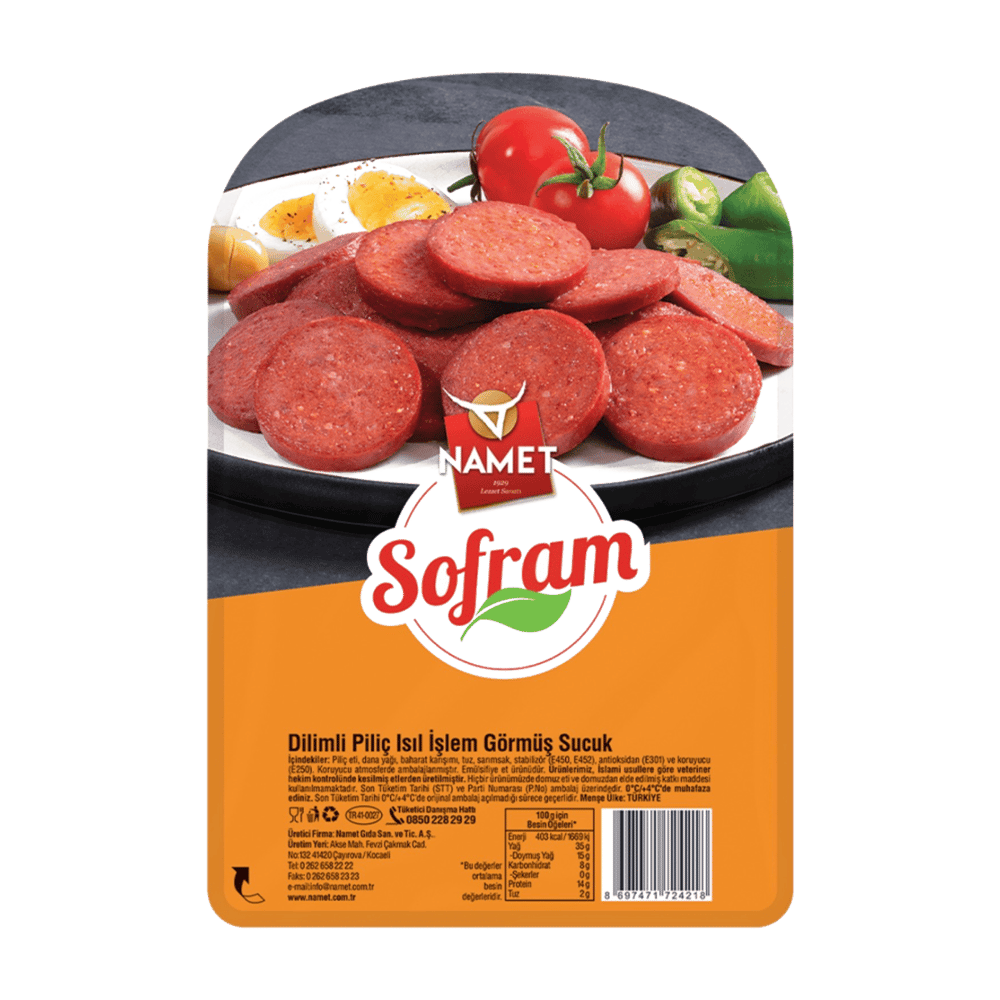 Namet Sofram Dilimli Piliç Isıl İşlem Görmüş Sucuk 200gr