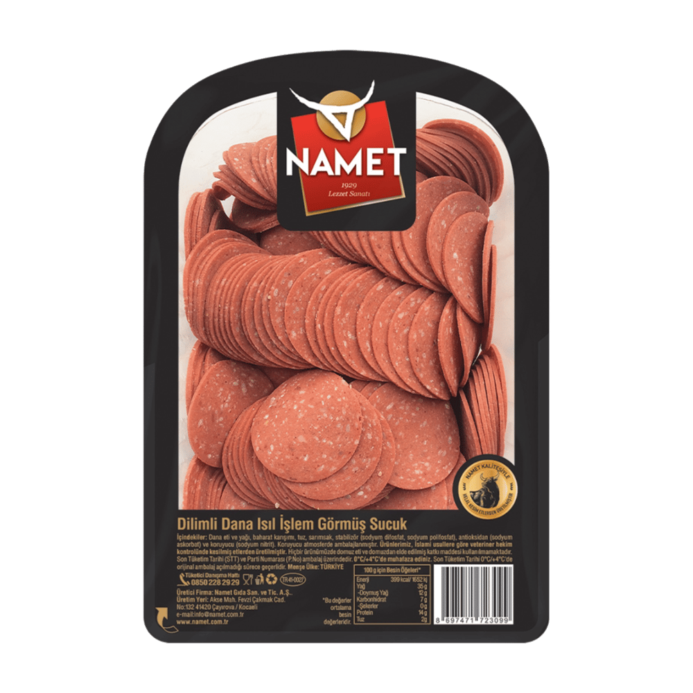 Namet Dilimli Dana Isıl İşlem Görmüş Sucuk 500gr